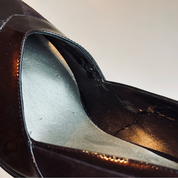 Nine West Brown Pointed Toe Suede Patent Leather Shoes Size 8 - Picture 11 of 15